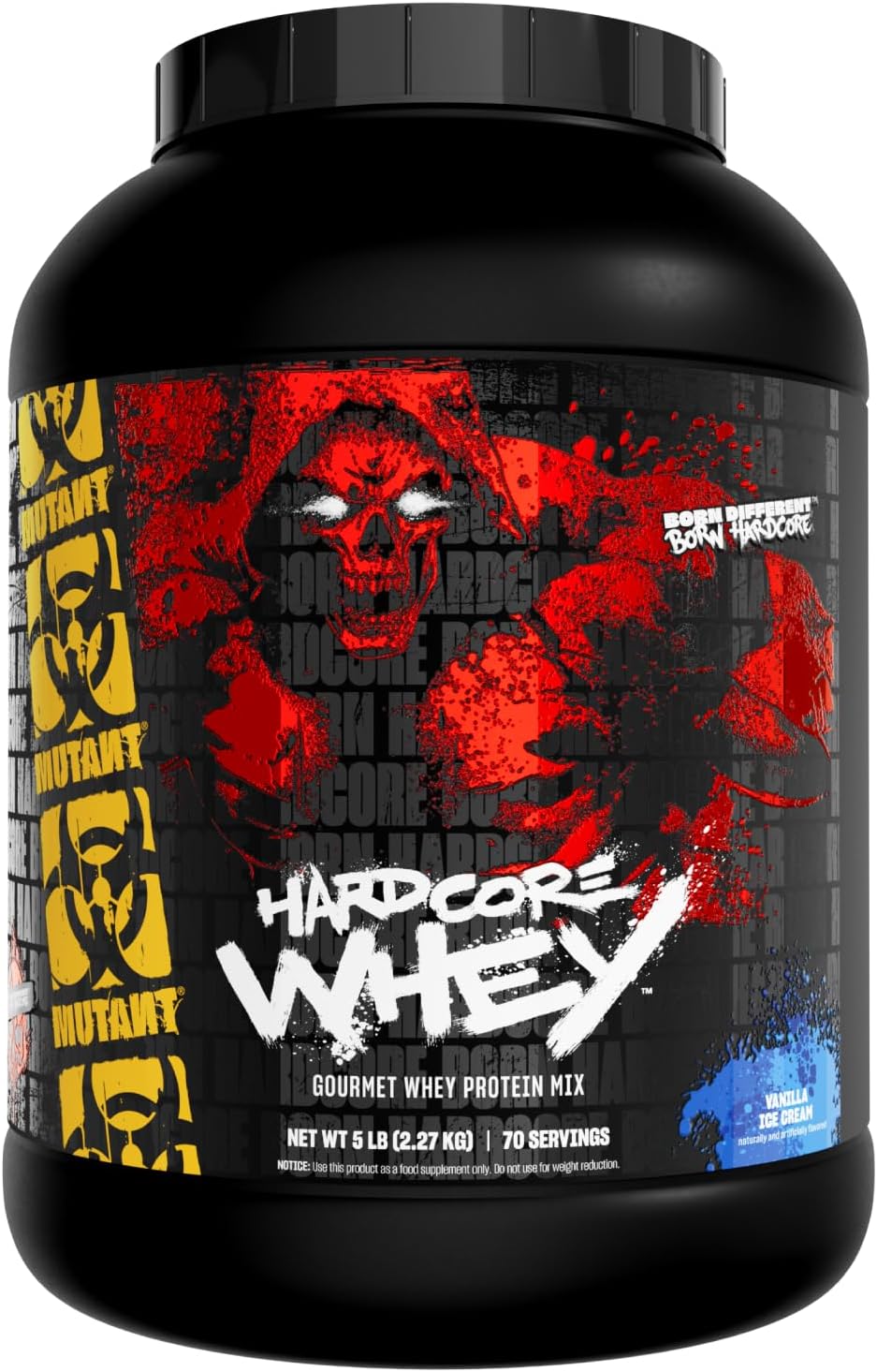 MUTANT Hardcore WHEY | 100% Pure Whey Protein | 24g Protein, Fast-digesting whey Protein Isolate Plus whey Protein hydrolysate | 70 Servings | 5 LB | Vanilla Ice Cream