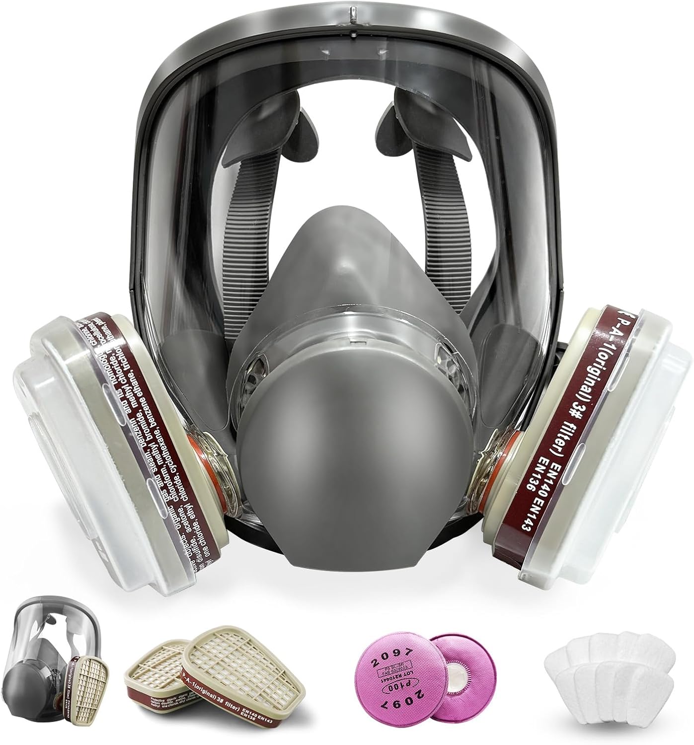 Full Face Respirator Mask, 6800 Reusable Respirator Mask with Filters, Dust Masks Anti Fog Against Organic Vapor Fumes Gases for Spray Paint Chemicals Epoxy Resin Welding Sanding