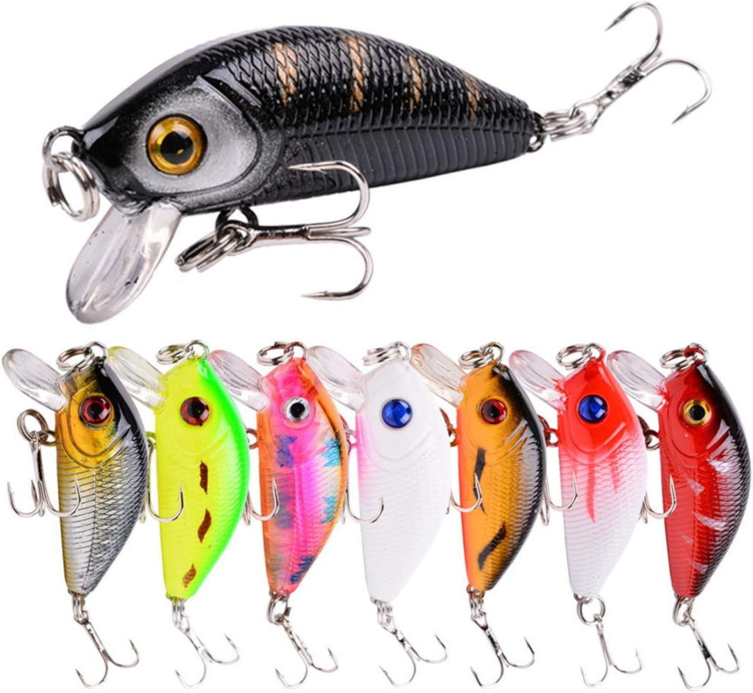 Fishing Lures- 8 Pcs Fishing Lure Set Minnow Baits Kit Wobbler Crankbaits With Hooks Swimbait for Bass Trout Freshwater Saltwater 2Inch/3.6g