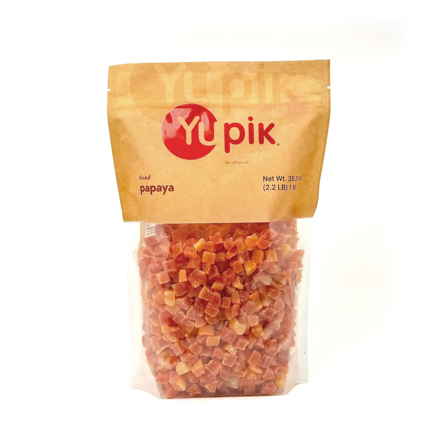 Yupik Dried Papaya, Diced, 2.2 lb, Gluten-Free, Vegan, Kosher, Sweetened Tropical Dried Fruits, Cubed Papaya Pieces, No Added Sulphites, Fruity Snacks, Ideal for Baking, Topping & Inclusions
