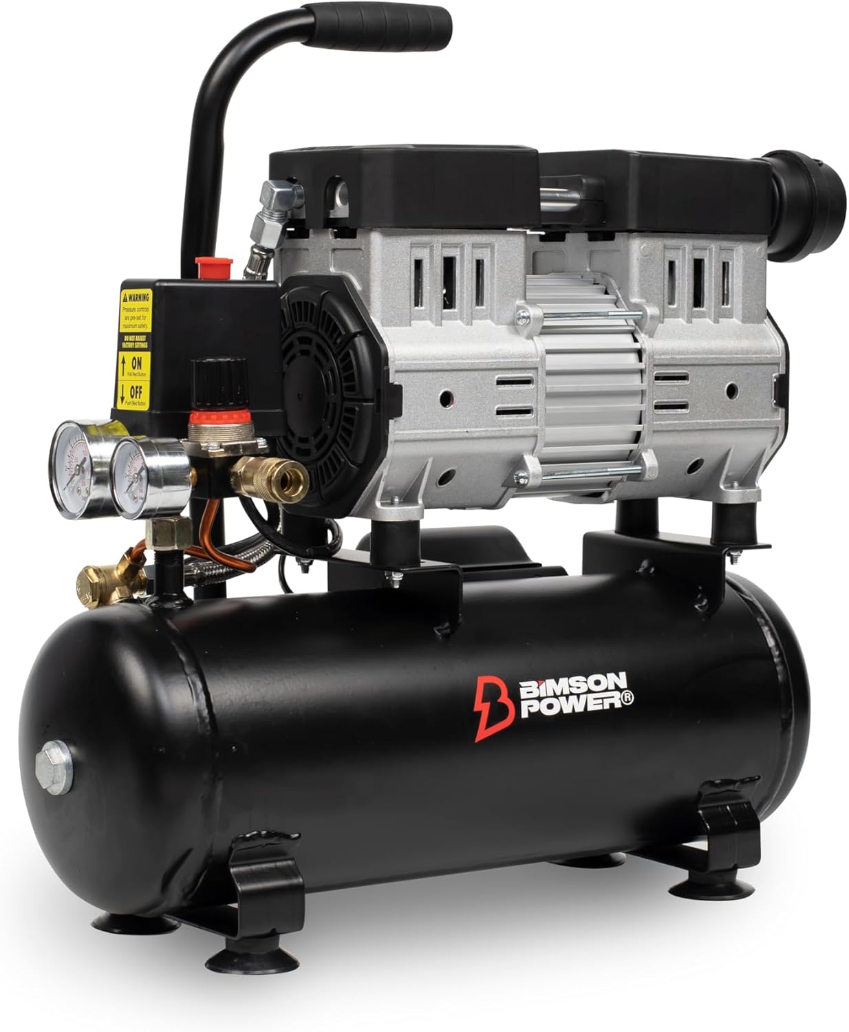 Bimson Power Air Compressor 8 Litre, Low Noise, 116 PSI, Oil Free Air Compressor, 131L/min, Portable, Lightweight, No Overheating,230V, 2 Year Warranty, Ideal for DIY, Workshop, Tradespeople