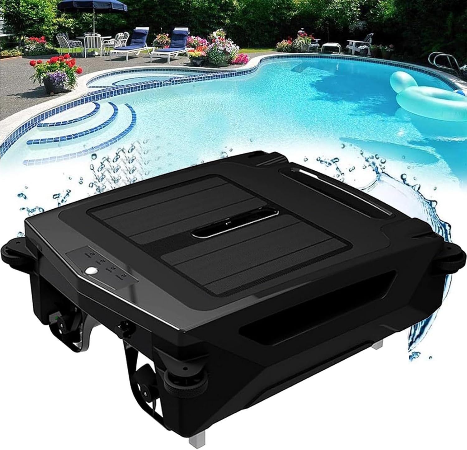 Pool Cleaner Robot with Solar and Rechargeable Dual Mode, Cordless Robotic Pool Cleaner, Smart Pool Skimmer Basket, Automatic Pool Vacuum Cleaner