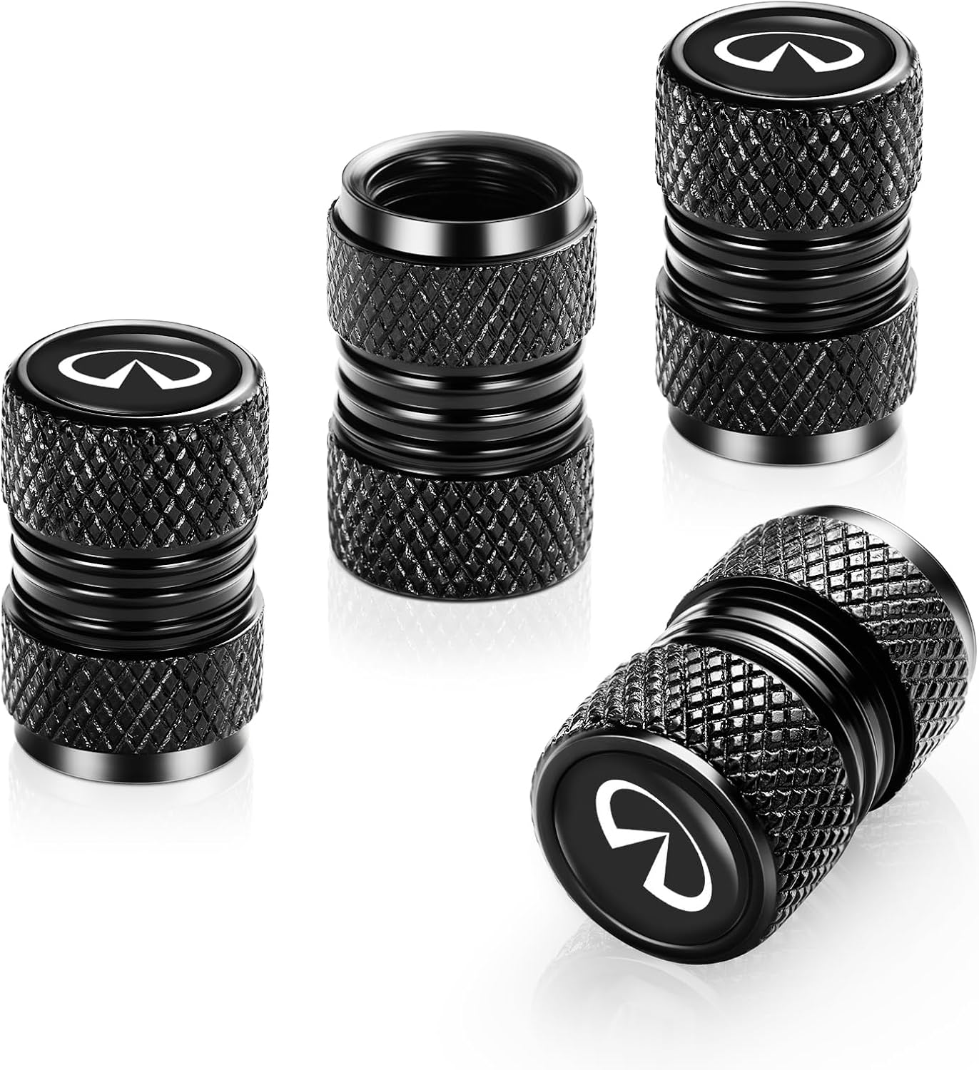 4 Pcs Metal Car Wheel Tire Valve Stem Caps for Infiniti Q50 FX35 FX37 F50 QX70 QX60 EX35 Logo Tire Cover Accessories. (Black)