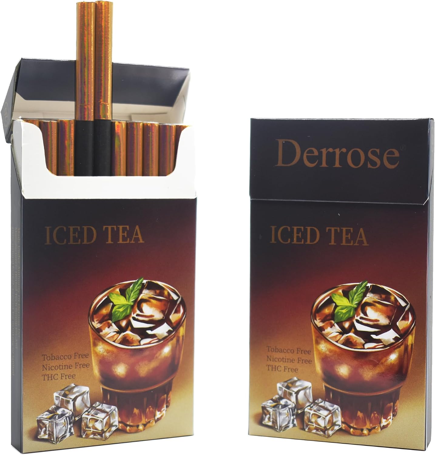 Derrose® Iced Tea Flavor Herbal Cigarettes, Nicotine & Tobacco Free Smokeless Inhalers to Help Quit Smoking, 2 Packs (40 Sticks Total)