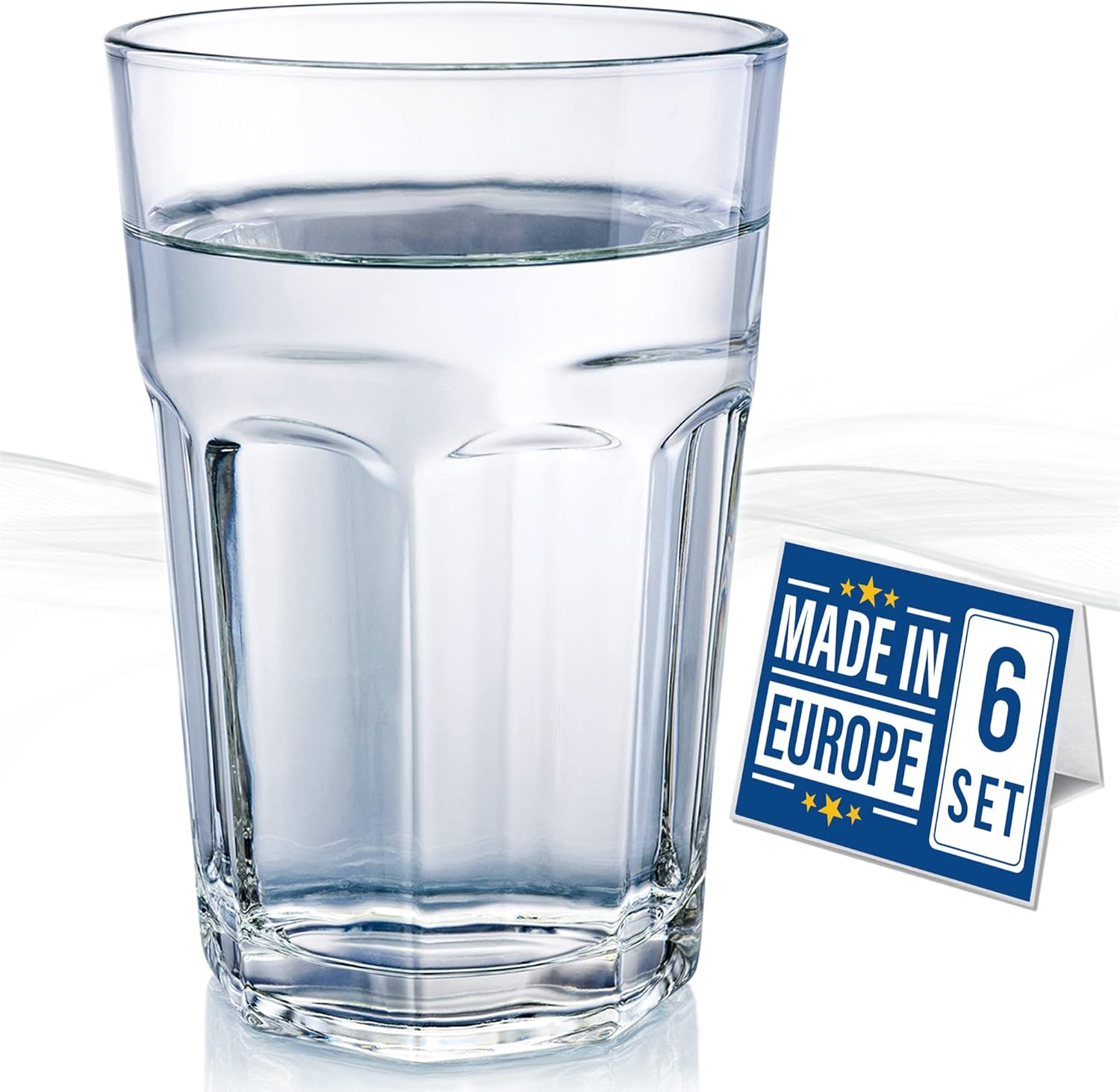 CRYSTALIA Drinking Glasses Set of 6, Tall Glasses, 360ml European Glass 100% Lead-Free Water Glasses, Tumblers Glass Set of 6 for Drinking Water, Juice Glasses, Iced Tea Glasses, Soda Glasses