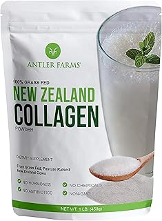Antler Farms - 100% Pure New Zealand Collagen Powder from Grass Fed Cows, Unflavored, 1 lb - Hydrolyzed Cold Water Soluble Peptides, Keto Friendly, Bioavailable, Quick Dissolving