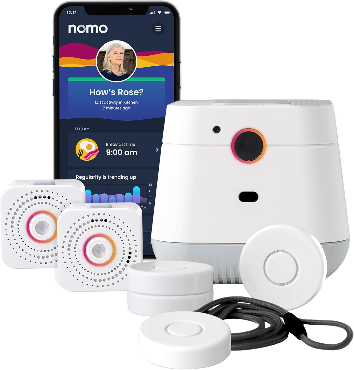 Remote Home Medical Alert System – Fall Detection for Seniors, Emergency Call Button, App Activity Log & Custom Alerts, 30-Day Trial, Monthly Subscription– WiFi Connected – 24/7 Emergency Response
