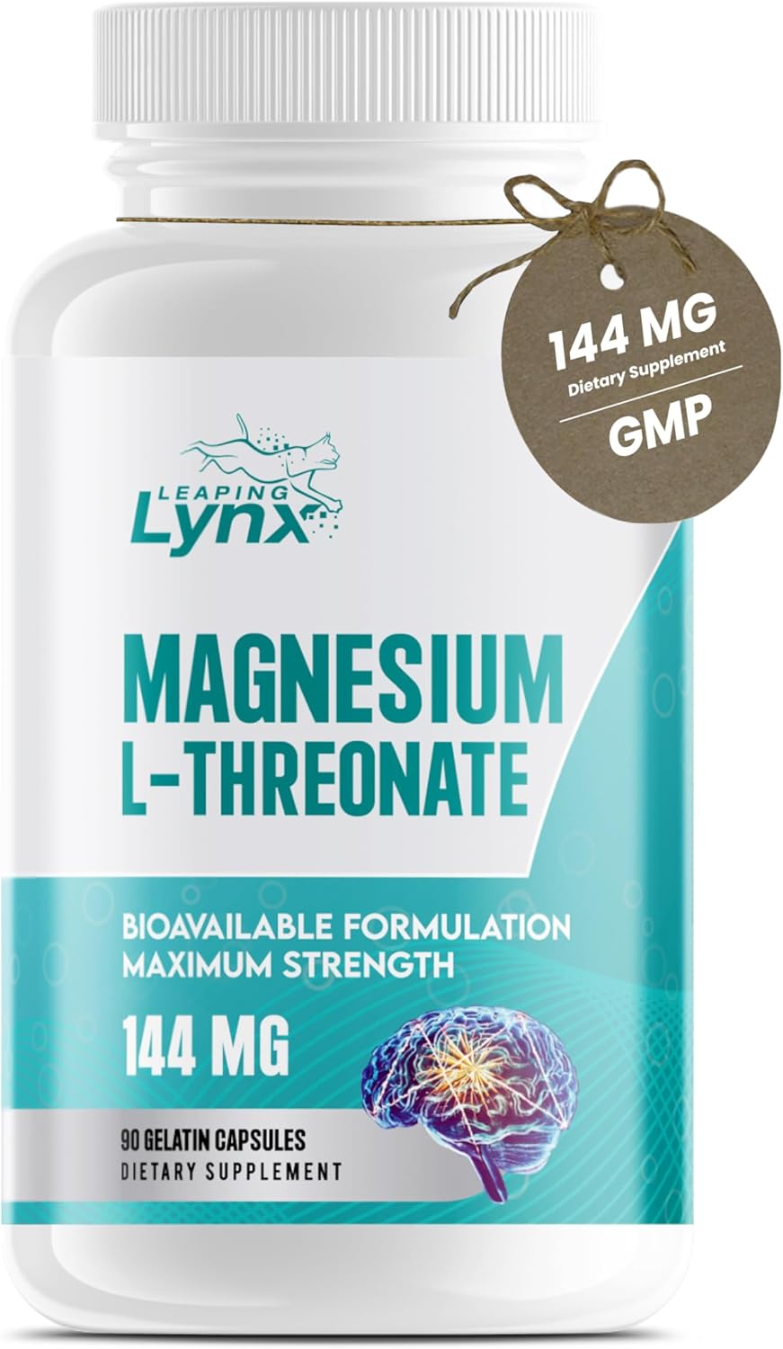 Pure Organic Magnesium L-Threonate 2,000 MG, Bioavailable + High-Absorption + Max Potency & Purity |90 Magnesium Threonate Capsules, 30-Day Supply| Brain Health, Better Sleep, & Cognitive Health