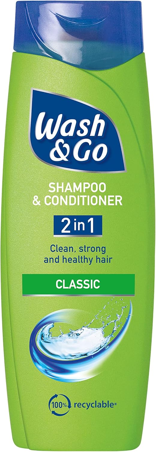 Wash & Go Classic 2 in 1 Shampoo & Conditioner, Men's Hair Shampoo, For All Hair Types, Bulk Pack x 6 bottles