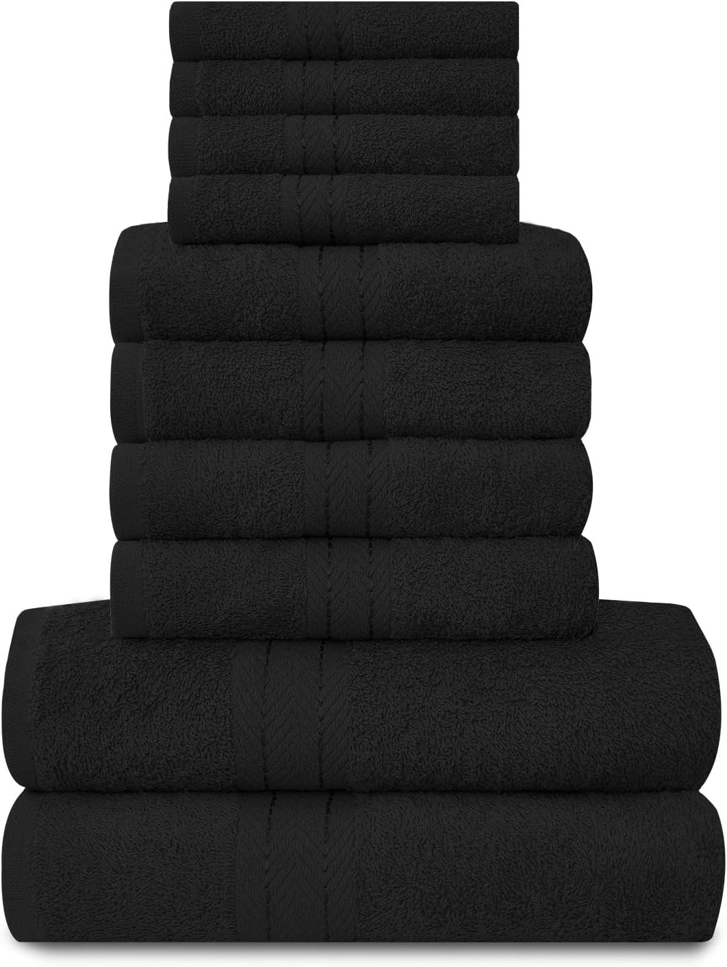 Lions Towels Family Bale Set - 10 Piece 100% Egyptian Cotton, 4x Face 4x Hand 2x Bath Towel, Premium Quality Highly Water Absorbent Bathroom Accessories, Machine Washable, Black, 544647