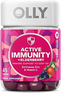 OLLY Immunity Gummy, Immune Support, Elderberry, Zinc, Vitamin C, Supplement, Berry Flavor, 15 Day Supply - 45 Count