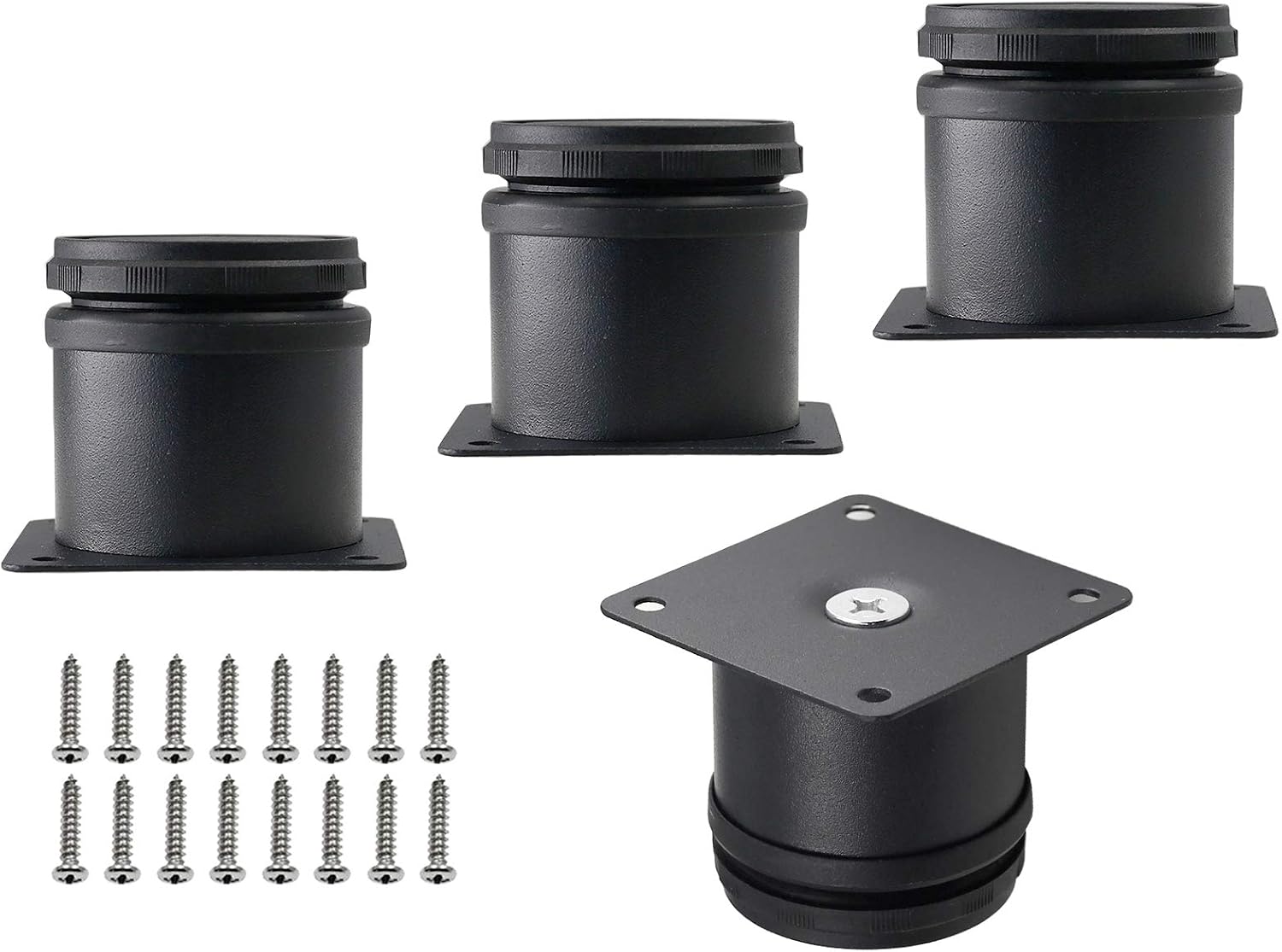 Set of 4 Adjustable Stainless Steel Furniture Legs 2 Inch Black