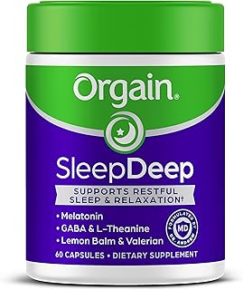 Orgain SleepDeep, Melatonin Sleep Aid Support Supplement with Magnesium, GABA, L-Theanine, L-Tryptophan, Chamomile, Lemon Balm & Valerian Root, Gluten Free, Doctor Formulated - 60 Count, 30 Day Supply