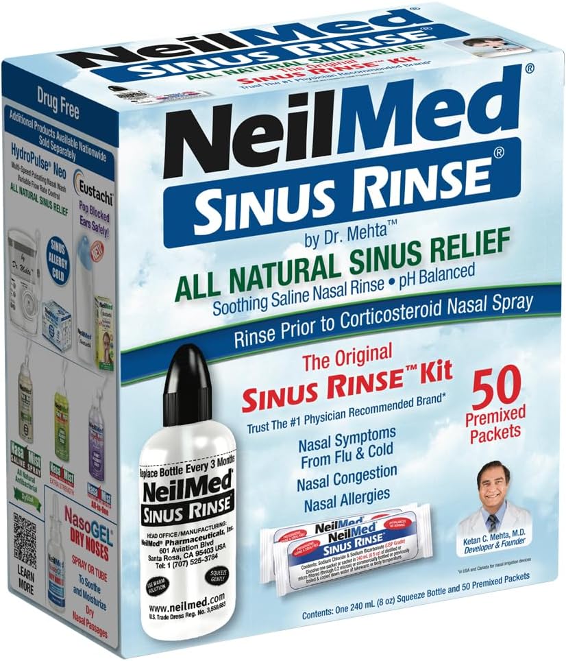 NeilMed Original Sinus Rinse Kit with 60 Premixed Sachets