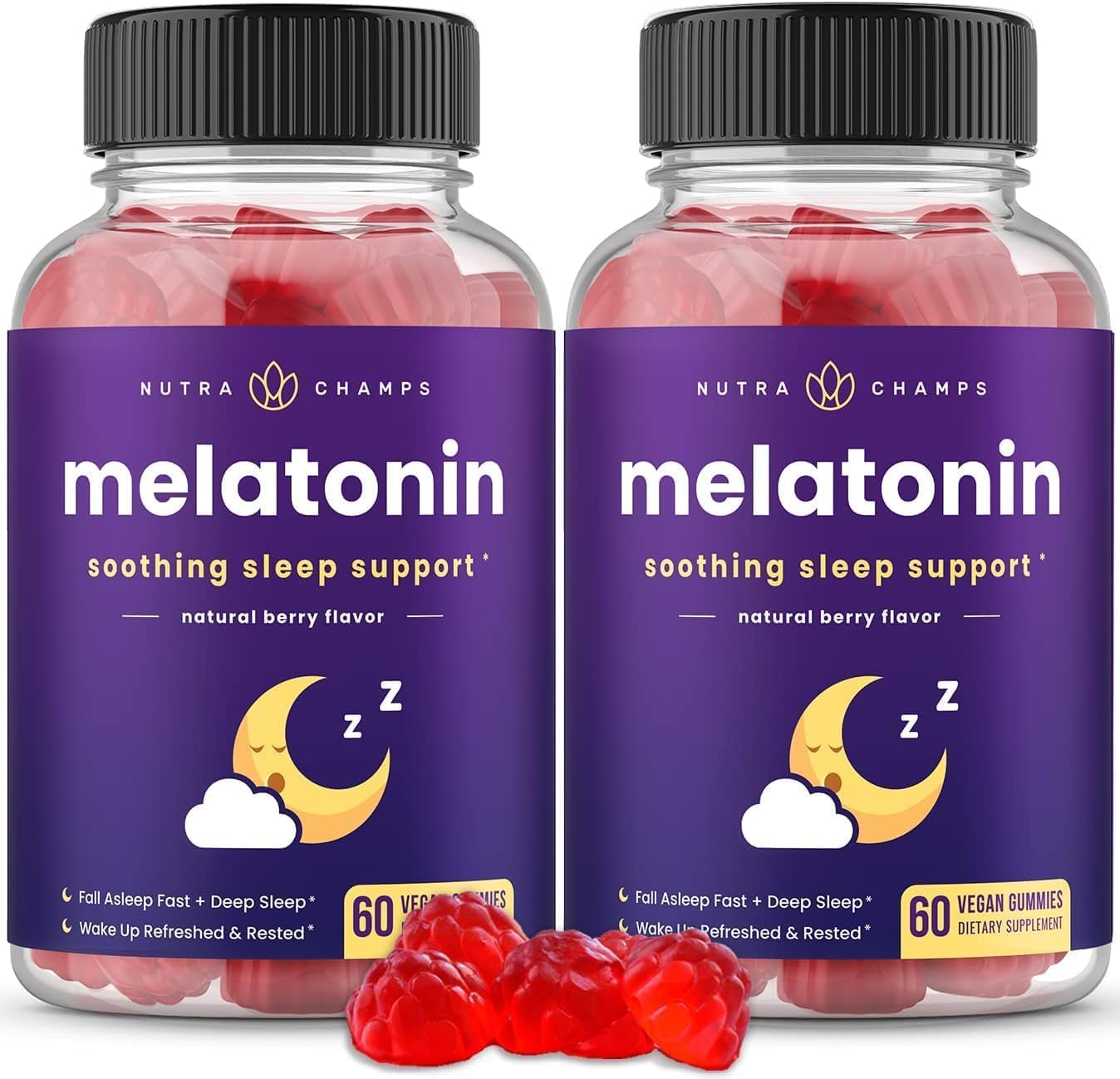 Melatonin Gummies for Kids & Adults | Natural Sleep Aid Drug-Free, Vegan Berry Flavor Kids Melatonin Gummy Supplement | 2.5mg, 5mg or 10mg Dose | Sleeping Pills Substitute