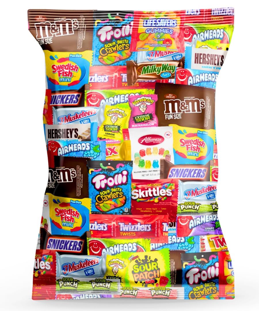 Bulk Variety Pack of Fun Size Chocolate & Candy - Individually Wrapped Mix for Parties, Gift Bags, and Everyday Treats (4 LB)