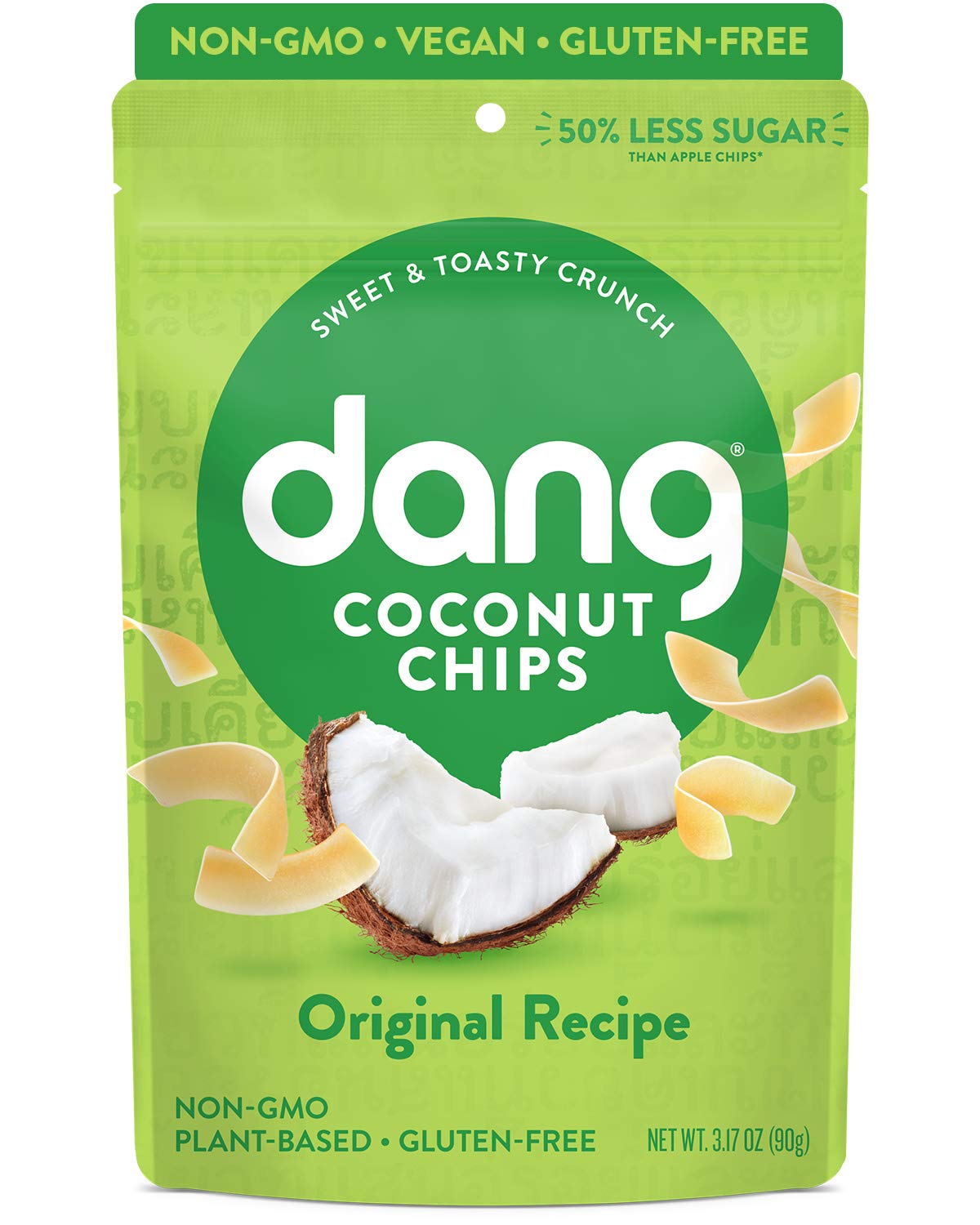 Dang Toasted Coconut Chips | Original | 1 Pack | Vegan, Gluten Free, Non GMO, Healthy Snacks Made with Whole Foods | 3.17 Oz Resealable Bag