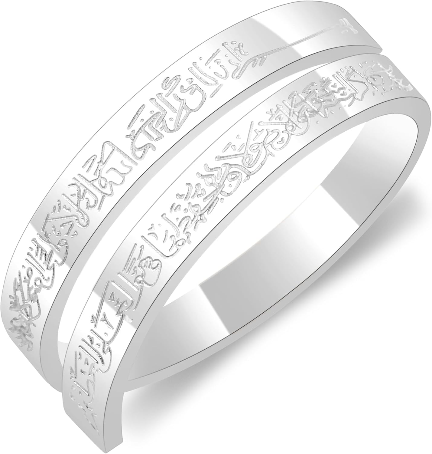 Zircobic Unique and Meaningful Islamic Faith Ring, Delicate Stainless Steel Carving Arabic Scriptures Adjustable Muslim Religion Jewelry for Men Women YA4978