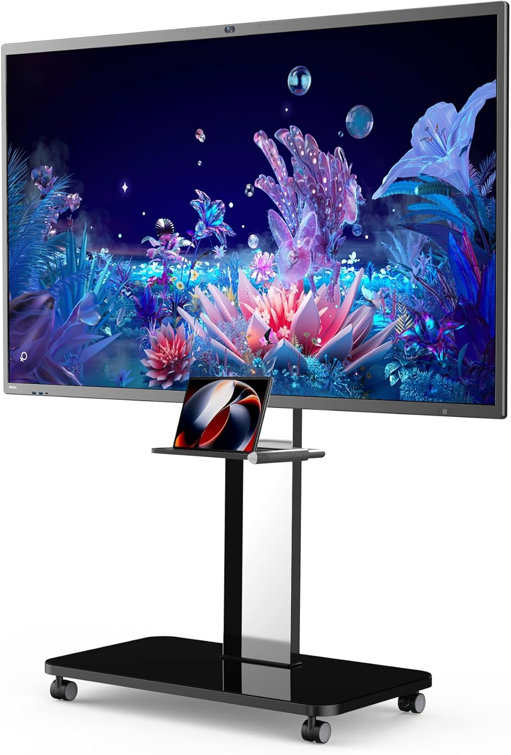 Horion Mobile TV Stand for 65-86 Inch Television and Smart Board, TV Cart with Adjustable Shelf and Locking Wheels, for 65in, 70in, 75in, 85in LED, LCD, OLED Flat Curved TVs Office Living Room HK76