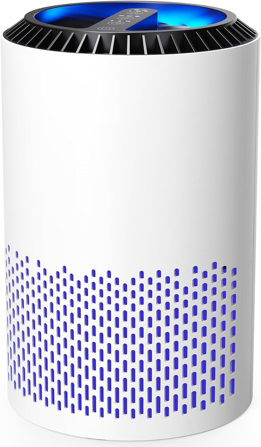 AROEVE Air Purifiers for Bedroom and Home, 7W Air Purifier with 22dB Sleep Mode H13 HEPA Filter Smoke Pollen Dander Hair Smell Air Cleaner with Speed Control For Bedroom Office, DH-JH01A, White