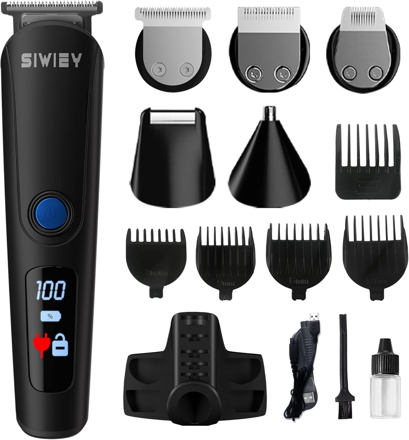 Hair Clipper, Beard Trimmer For Men, All In One Muti Groomer, Foil Shaver, Nose Trimmer, Precison Trimmers, 5 in 1 Grooming Kits, LED Display, IPX6 Waterproof, Charging Dock, 7500 RPM, Low Noise