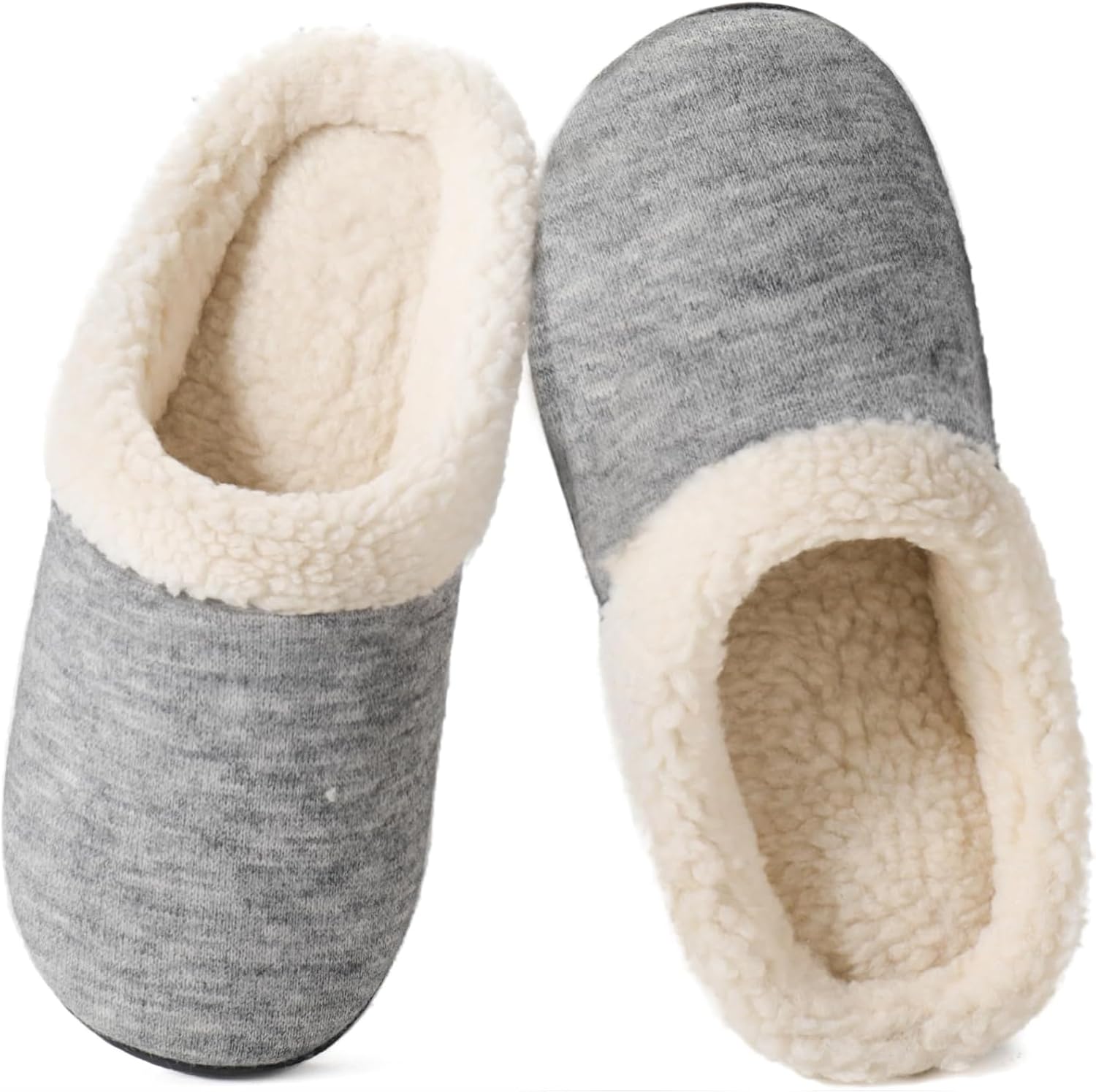Wishcotton Women's Fur Fleece Slippers with Cozy Memory Foam, Ladies Warm Comfy Indoor Outdoor House Shoess