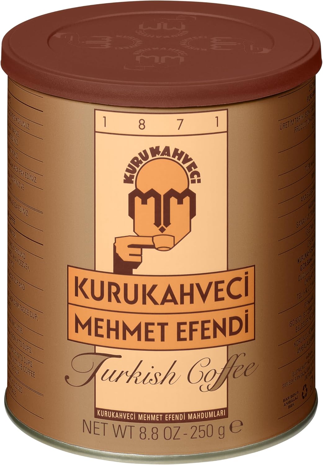 KURUKAHVECI MEHMET EFENDI Turkish Coffee, Arabica Beans, Roasted Ground,Rich Aroma, Fresh, Medium to Heavy-bodied, Original Taste Since 1871 (8.8 OZ / 250 Gr)