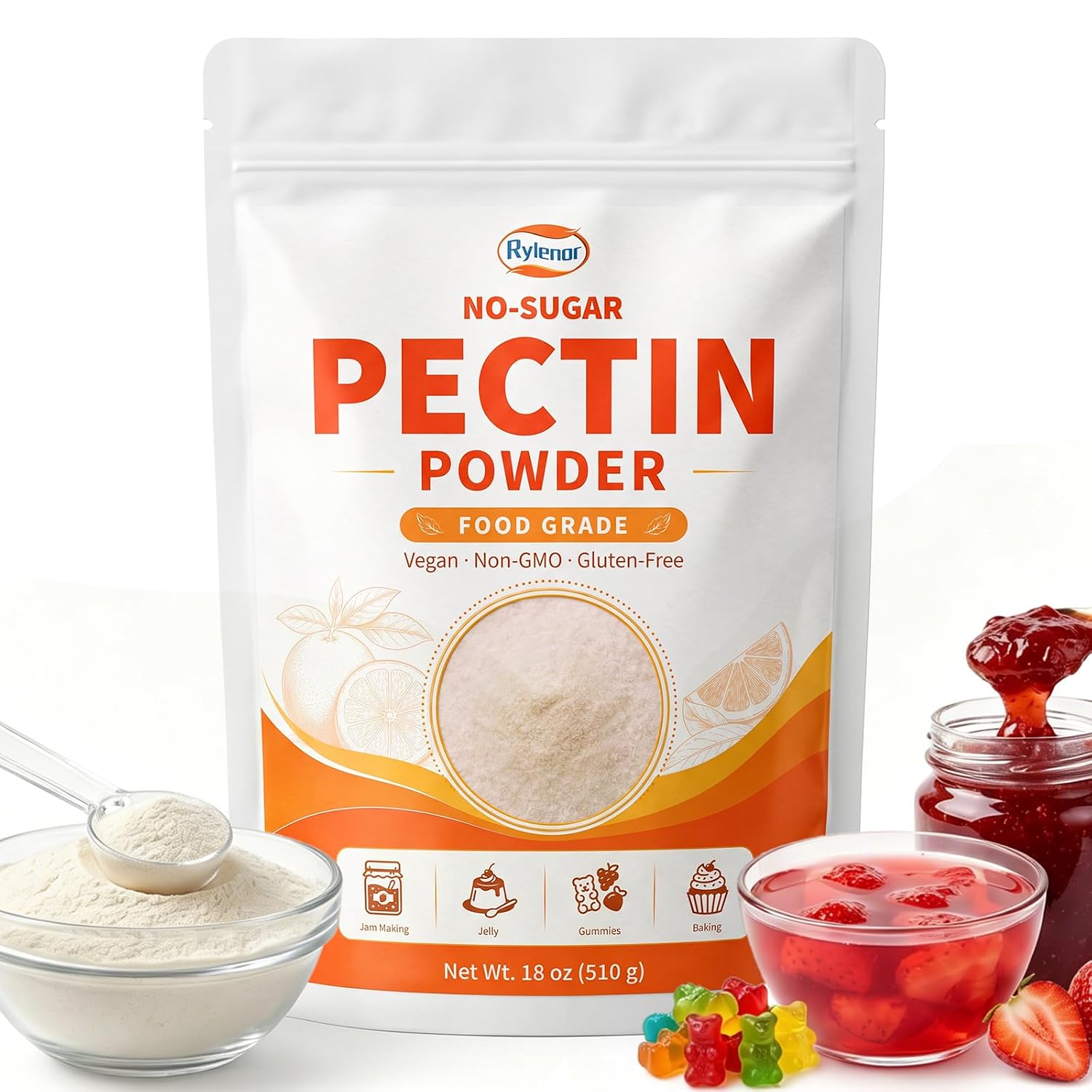 Rylenor No Sugar Pectin Powder 18 oz Citrus Pectin for Homemade Jam & Jelly