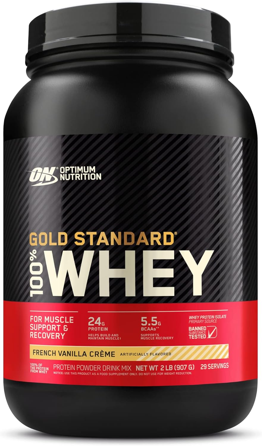 Optimum Nutrition Gold Standard 100% Whey Protein Powder, French Vanilla Creme, 2 Pound (Packaging May Vary)