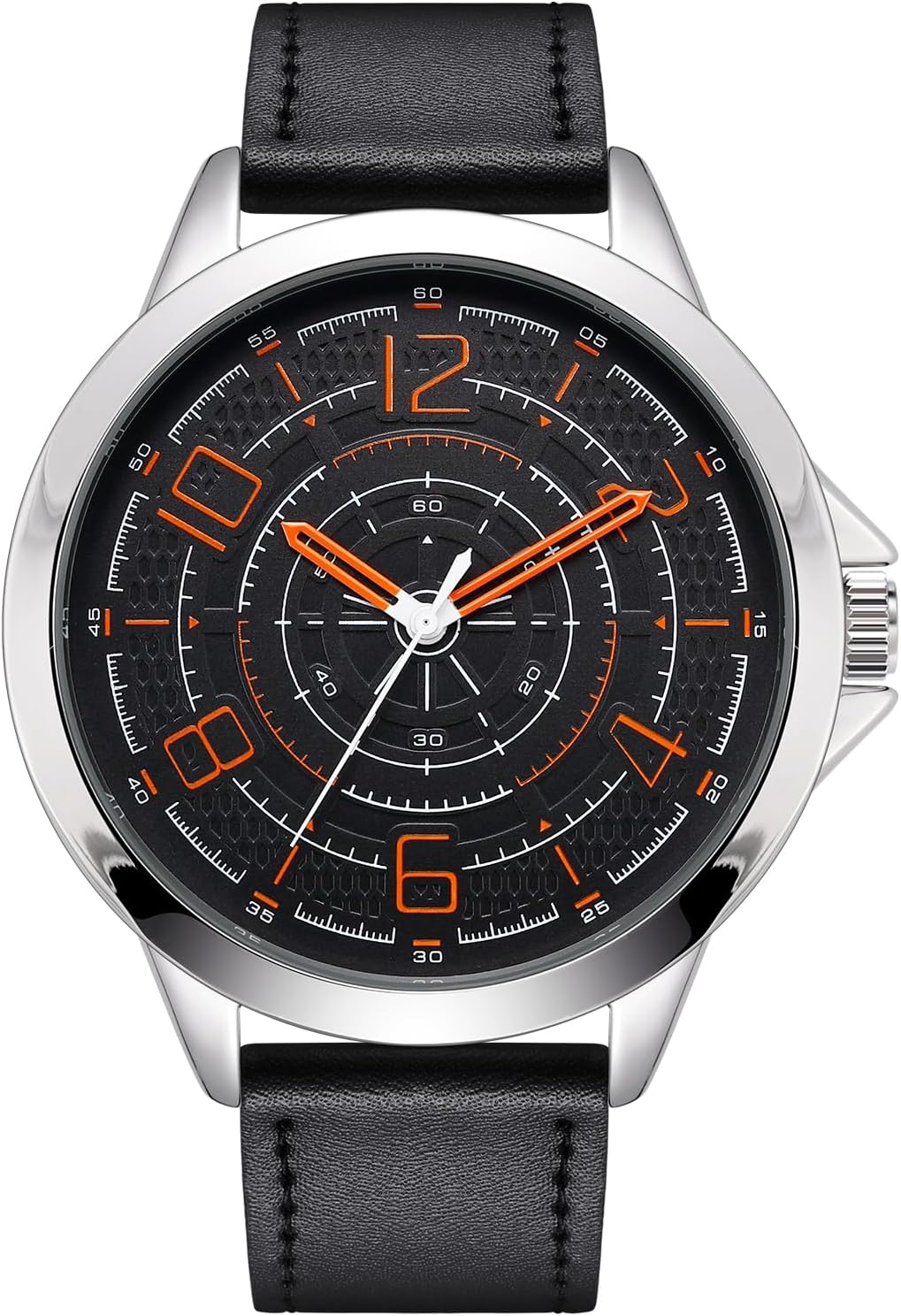 NUOVO Men Quartz Watch with Leather Strap Wrist Watch - Classic Arabic Numbers, White, Dress, Fashion Simple Style