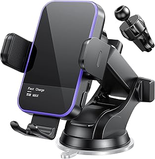 Wireless Car Charger,【7 Colored RGB Backlit】Mosurr 15W Auto Clamping Phone holders for your car fit for iPhone 16 15 14 13 12 Mini Pro Max 11 XR XS, Samsung Galaxy S24 Ultra S23 S22 S21+ Note 20, etc