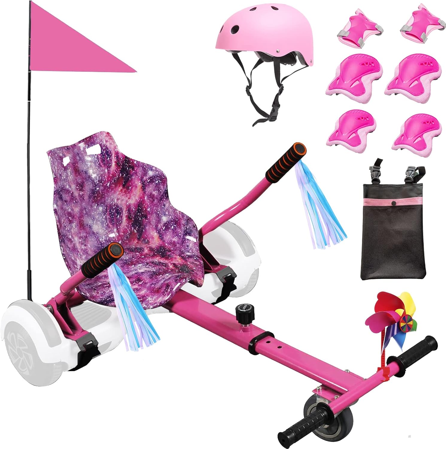Hoverboard Kart Seat Attachment for All Ages | Hoverboard Accessories Compatible with 6.5'' 8'' 8.5'' 10'' Two Wheel Self Balancing Scooter | Adjustable Frame Length