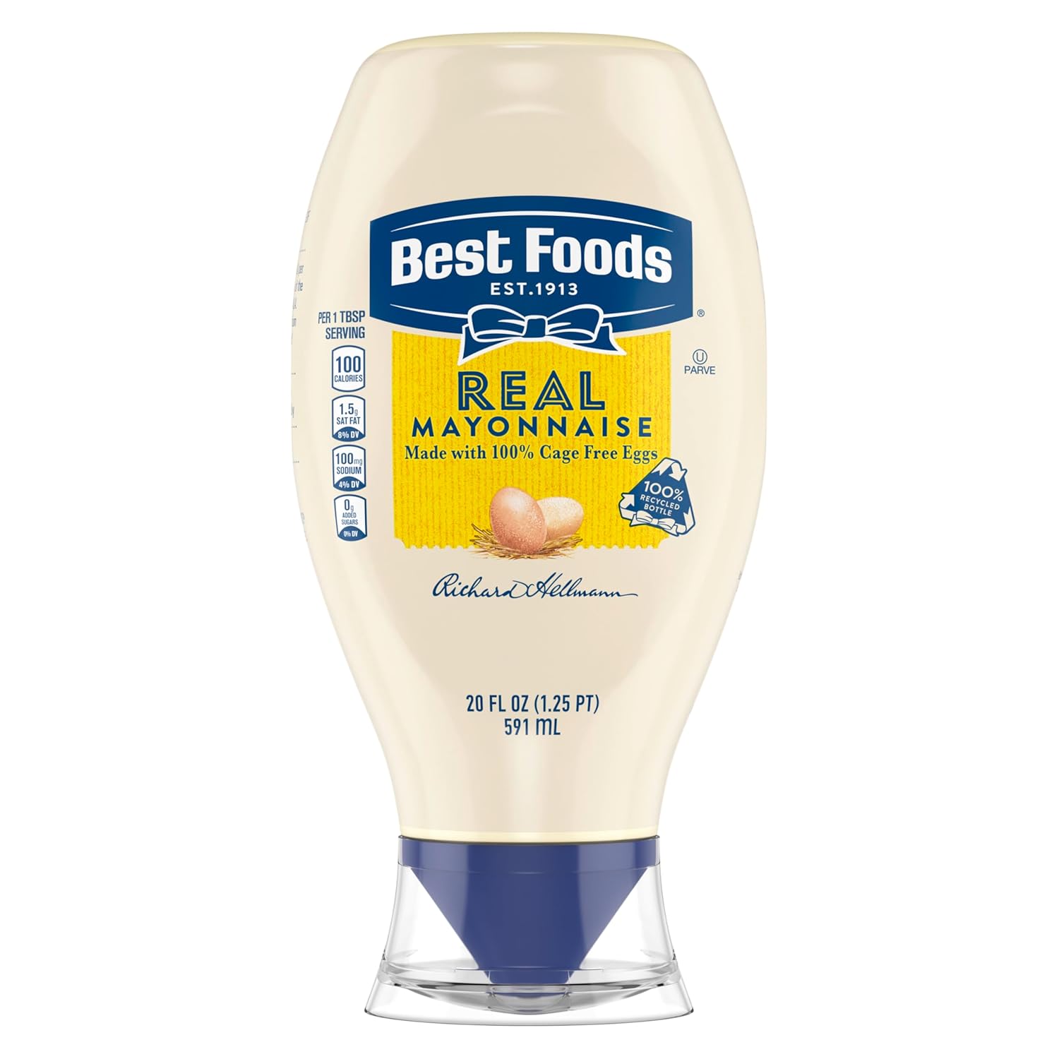 Best Foods Real Mayonnaise Squeeze Bottle For A Creamy Sandwich Spread or Condiment Gluten Free, Made With 100% Cage-Free Eggs 20 oz