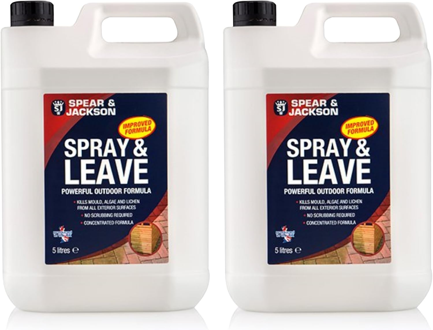 Spear and Jackson - Spray and Leave Concentrate 2 x 5 Litres - Kills Mould, Algae & Lichen From All Exterior Surfaces