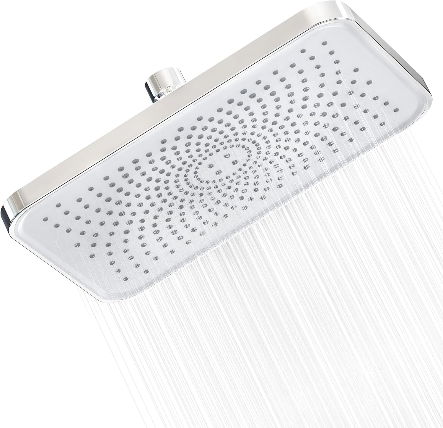 FRIYOYA Water-Saving Rainfall Shower Heads 10 Inch, Square Rain High Pressure Shower Head, Fixed Waterfall Overhead Shower Head with Universal Fitting,Chrome