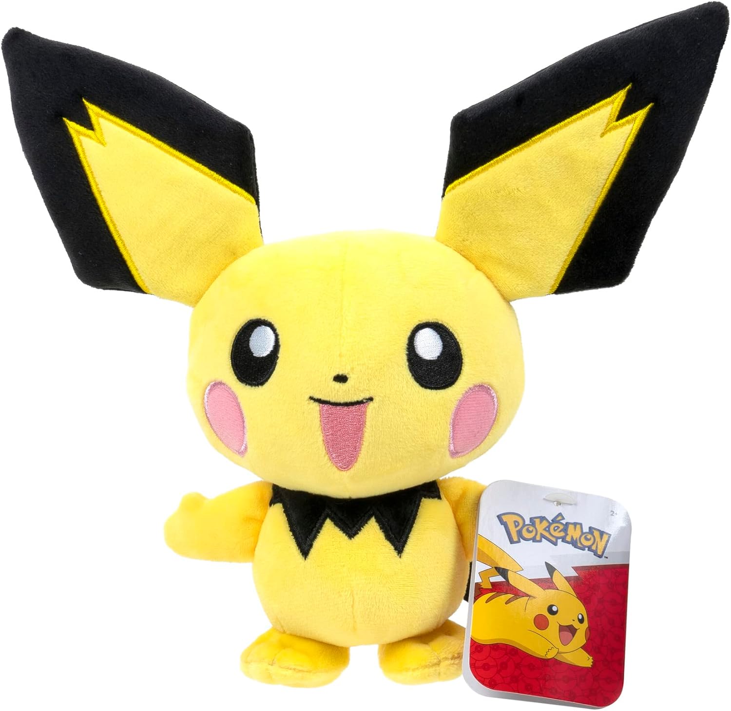 Pokemon 8" Pichu Plush - Officially Licensed - Pikachu Evolution Figure - Authentic Soft Stuffed Animal Toy - Gift for Kids, Boys, Girls - 2+