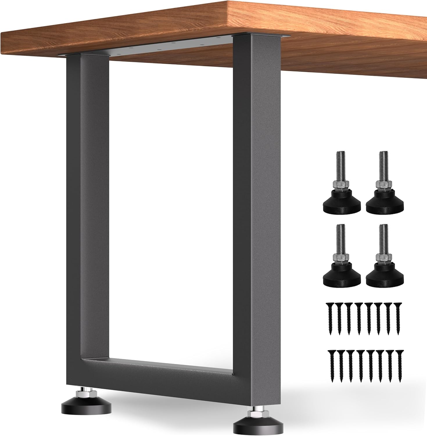 Metal Table Legs 28 inch Height x 17.7 inch Wide Heavy Duty Desk Legs (Bear Up to 1000lb) – Industrial Black Iron Frame Table Legs for DIY Dining Tables (Set of 2)-Black