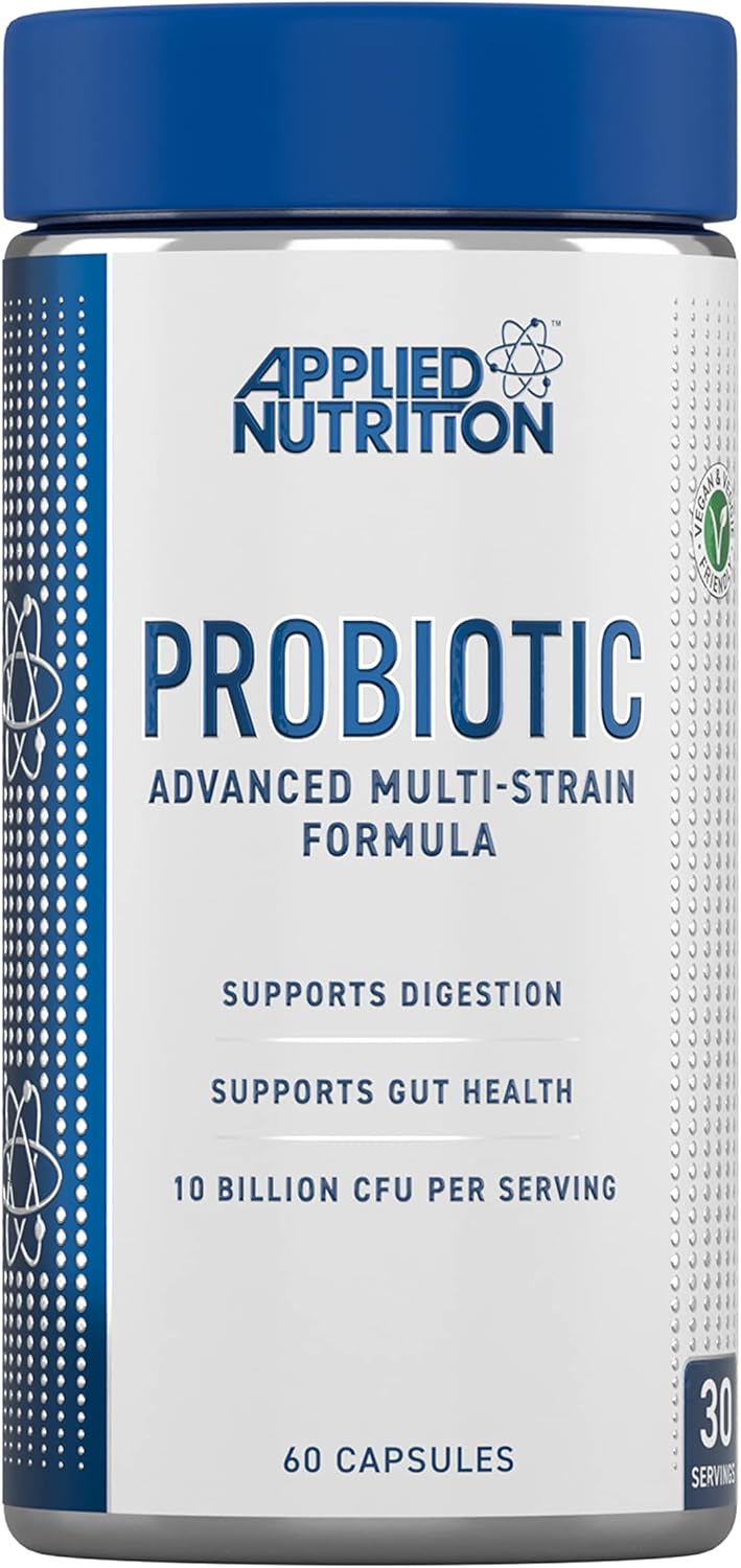 Applied Nutrition Probiotics - Probiotic Complex for Gut Health, Supports Digestion, 10 Billion CFU per Serving, Vegan Supplement (60 Capsules - 30 Servings)