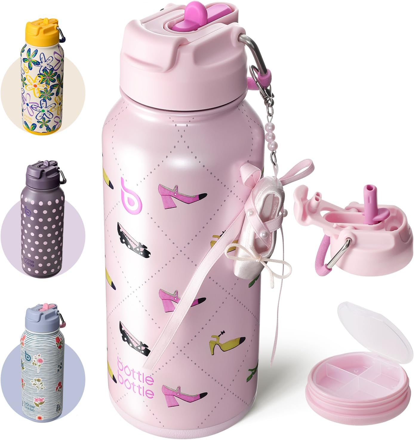 BOTTLE BOTTLE Stainless Steel Bottle with Straw and Pill Box