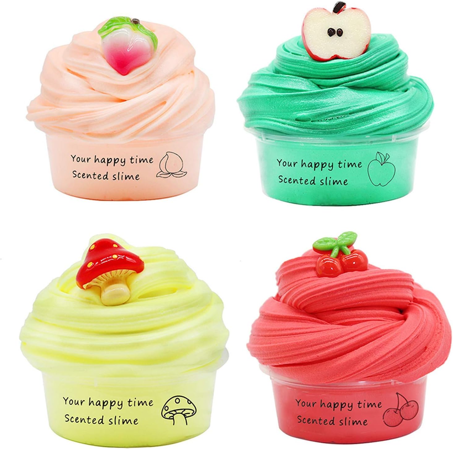 60ML Fruit Slime Mud DIY Slime Toys Children's Clay Crystal Mud Toys Fruit Cloud Mud Aromatherapy Set Soft Non-Stick Children's Foam Mud DIY Educational Stress Relief Toy Plasticine