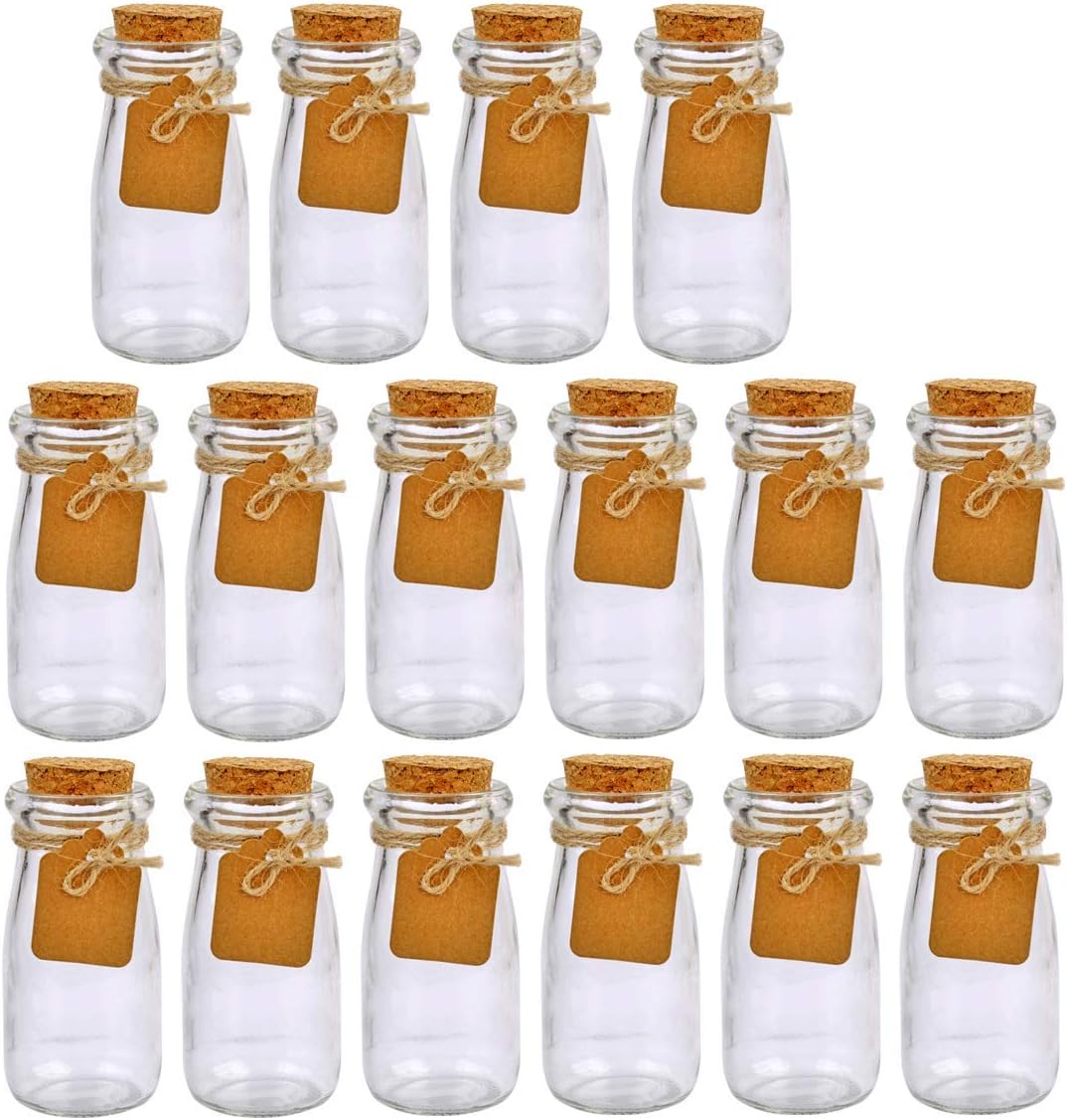 Brajttt 30Pcs Glass Favor Jar With Cork Lids，100 ML 3.4oz Potion Bottles,Small Apothecary Jars,Multifunctional,for Party Wedding Favors Halloween,Great Decoration