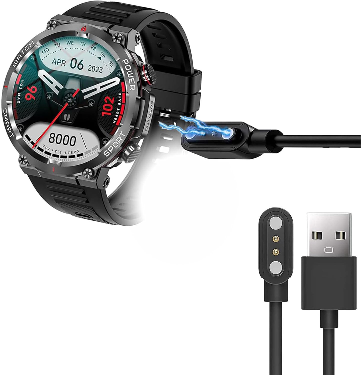 Blueshaweu Compatible for IOWODO Smartwatch Women Men 1.39 Inch W50 Charger, 2 Pin Magnetic USB Replacement Charging Compatible with Blackview W50 / IOWODO W50 Smartwatch