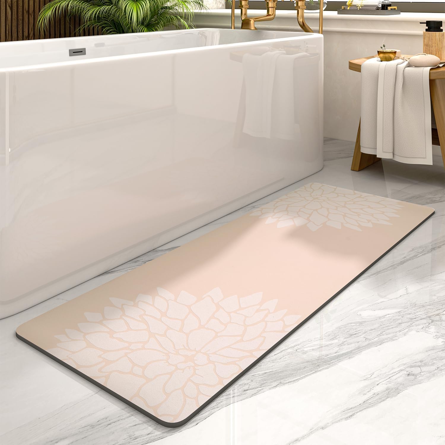 PADOOR-No Stains Bathroom Runner Rug-Bath Mats for Bathroom Non Slip-Super Absorbent Bath Floor Mat Quick Dry Diatomaceous Earth Bath Rug-Large Bathmat-17'' x47''