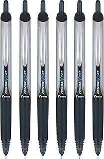 Pilot Precise V7 RT Retractable Rolling Ball Pens, Fine Point, Black Ink, 6 Pack