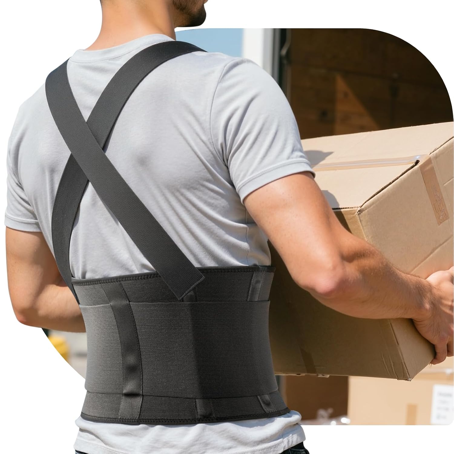 Work Back Brace for Men & Women, Adjustable Lower Back Support Belt