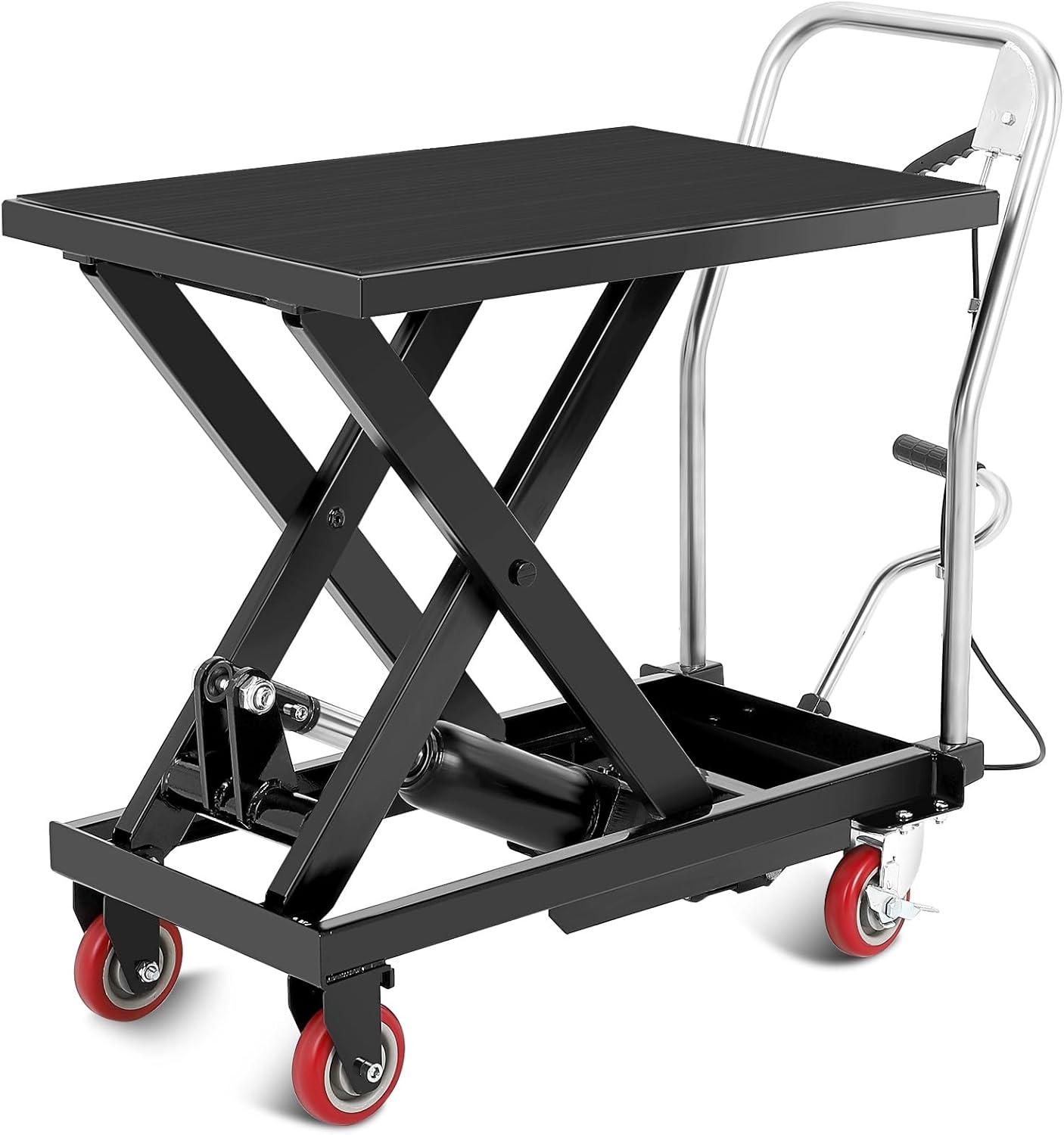 Hydraulic Lift Table Cart, 500lbs Capacity 28.5" Lifting Height Hydraulic Table Cart, Single Scissor Lift with Non-Slip Pad for Material Handling and Transportation, Black