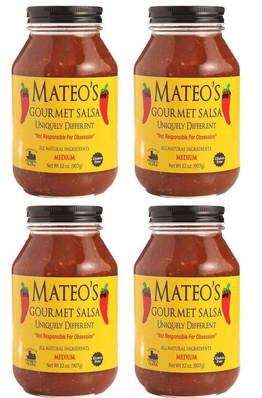 Mateo's Gourmet Salsa Medium Spice 4 Jars 32oz/907g