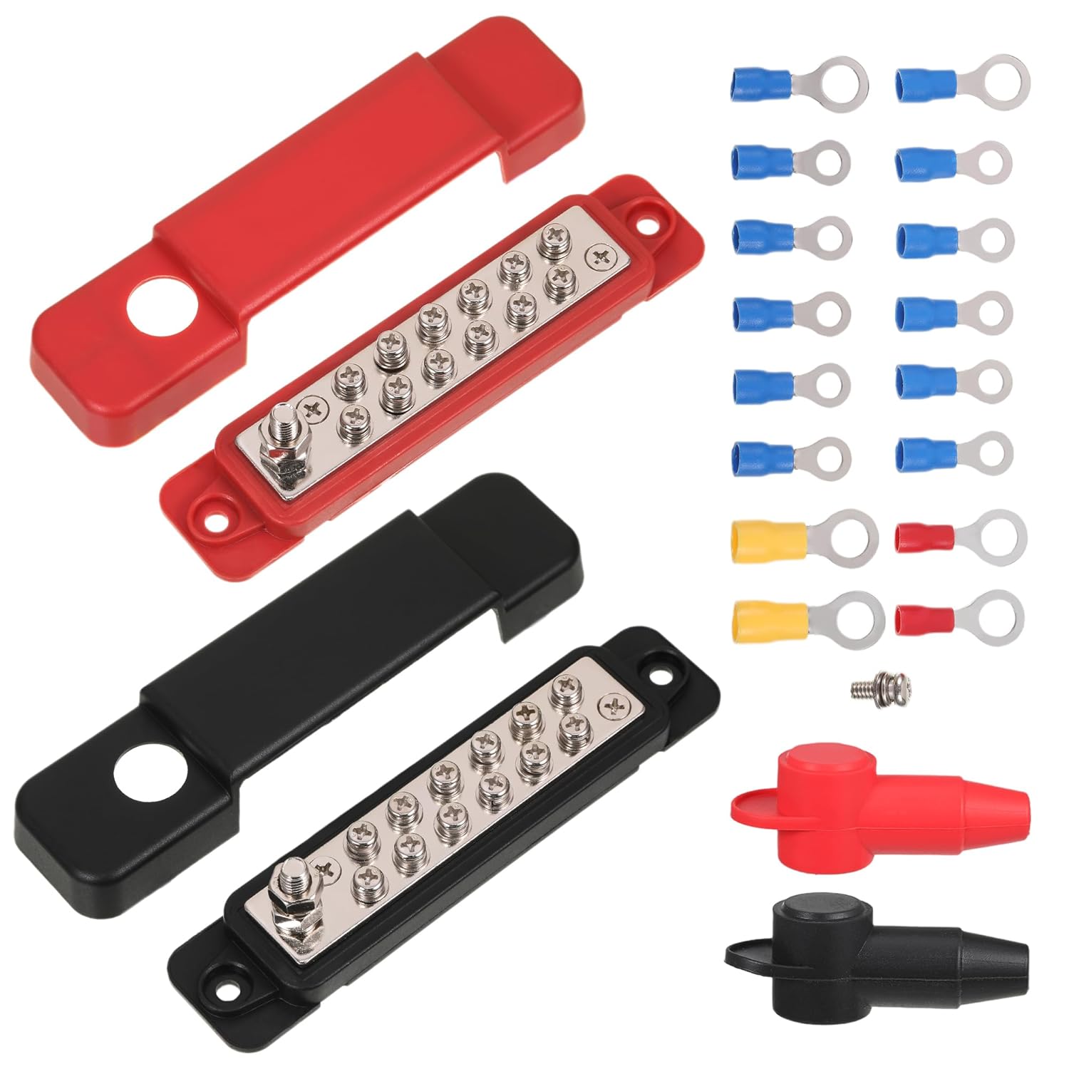 12 Terminal Power Distribution Block Bus Bar, 12V Bus Bar Power Distribution Blocks, Auto Marine Battery Bus Bar Terminal Block 12V-48V For Cars RV Boat Solar