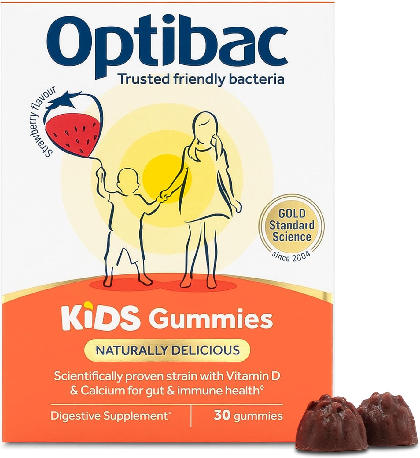 Optibac Probiotics Kids Probiotic Gummies - Vitamin D & Calcium for Immune Support & Gut Health - Most Trusted by Parents - 30 Vegan Gummies