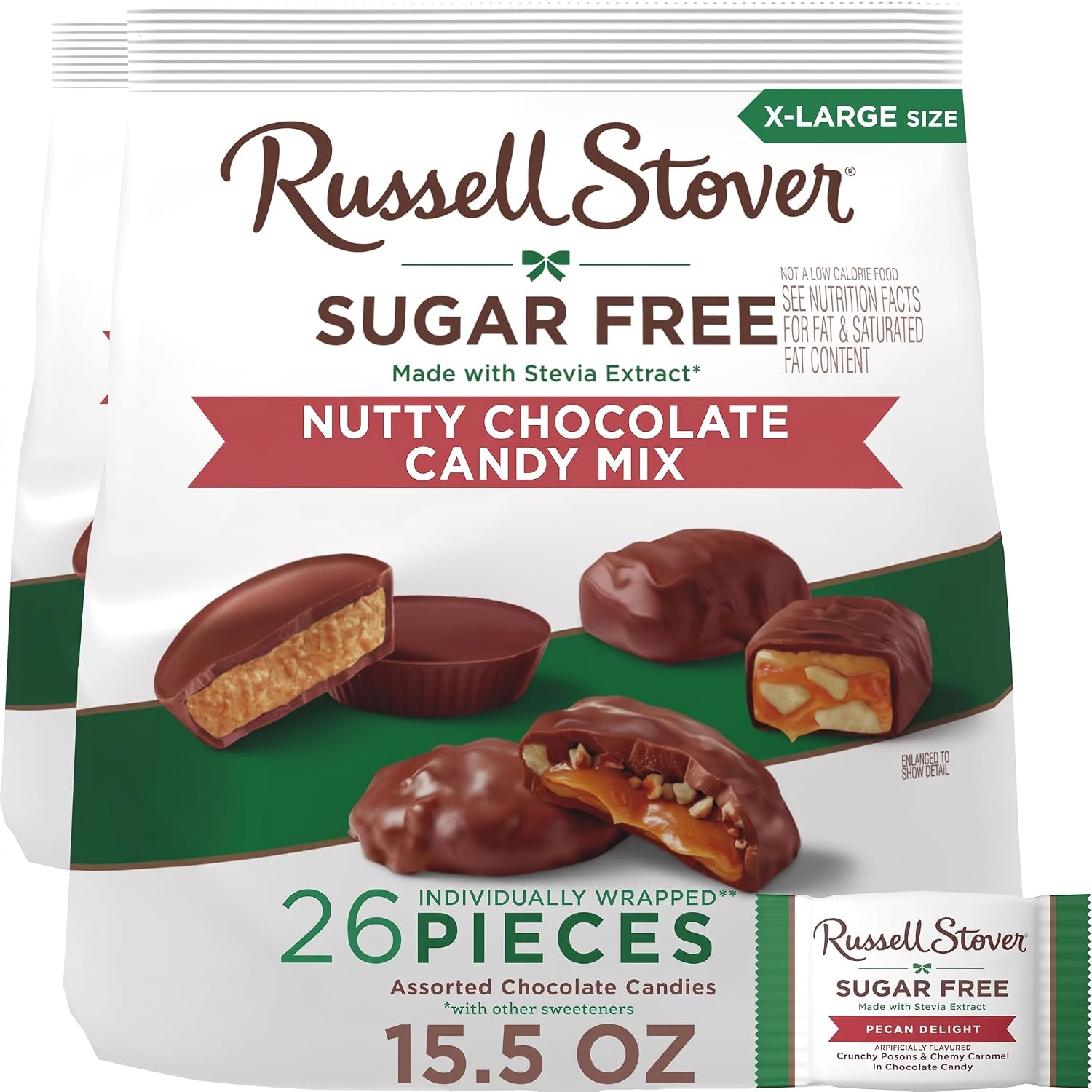 RUSSELL STOVER Sugar Free Assorted Chocolate Candy with Nuts, 15.5 oz. bag - Sugar Free Chocolate Candy (Pack of 2)